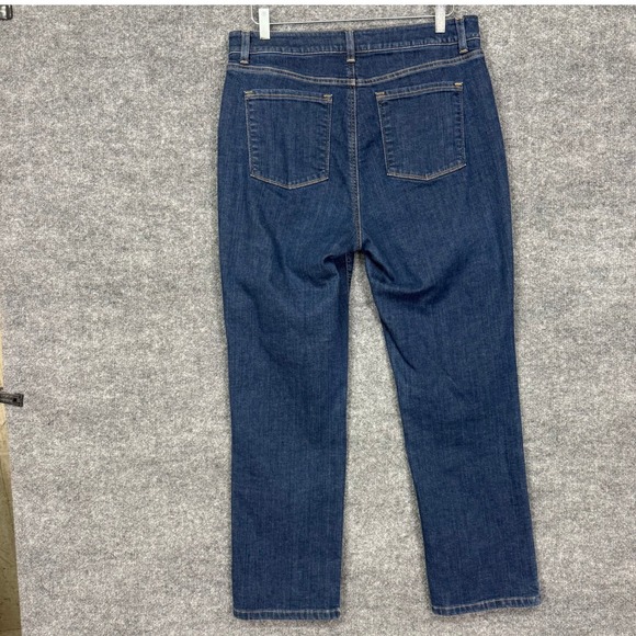 L.L. Bean Jeans Womens 14 Blue Classic Fit Denim Green Flannel Lined High Rise - Picture 3 of 16